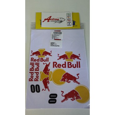 KIT ADESIVO RED BULL PARA AUTOMODELOS 1/10 COM FUNDO BRANCO KAD1/10REDB