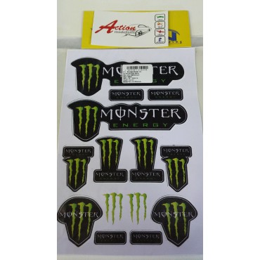 KIT ADESIVO MONSTER ENERGY PARA AUTOMODELOS 1/10 COM FUNDO BRANCO KAD1/10MONST