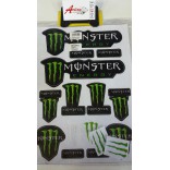 KIT ADESIVO MONSTER ENERGY PARA AUTOMODELOS 1/8 COM FUNDO BRANCO KAD1/8MONST