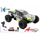 AUTOMODELO ELÉTRICO COMPLETO ECX ESCALA 1/10 AMP 2WD MONSTER TRUCK RTR COR PRETO E VERDE ECX03028T2