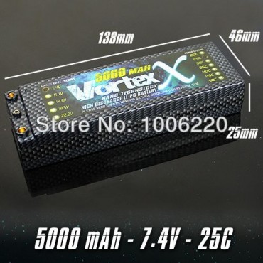 BATERIA DE LIPO VORTEX NANO TECH 2S 7.4V 5000Mah 25/50C HARD CASE VORTEX2S