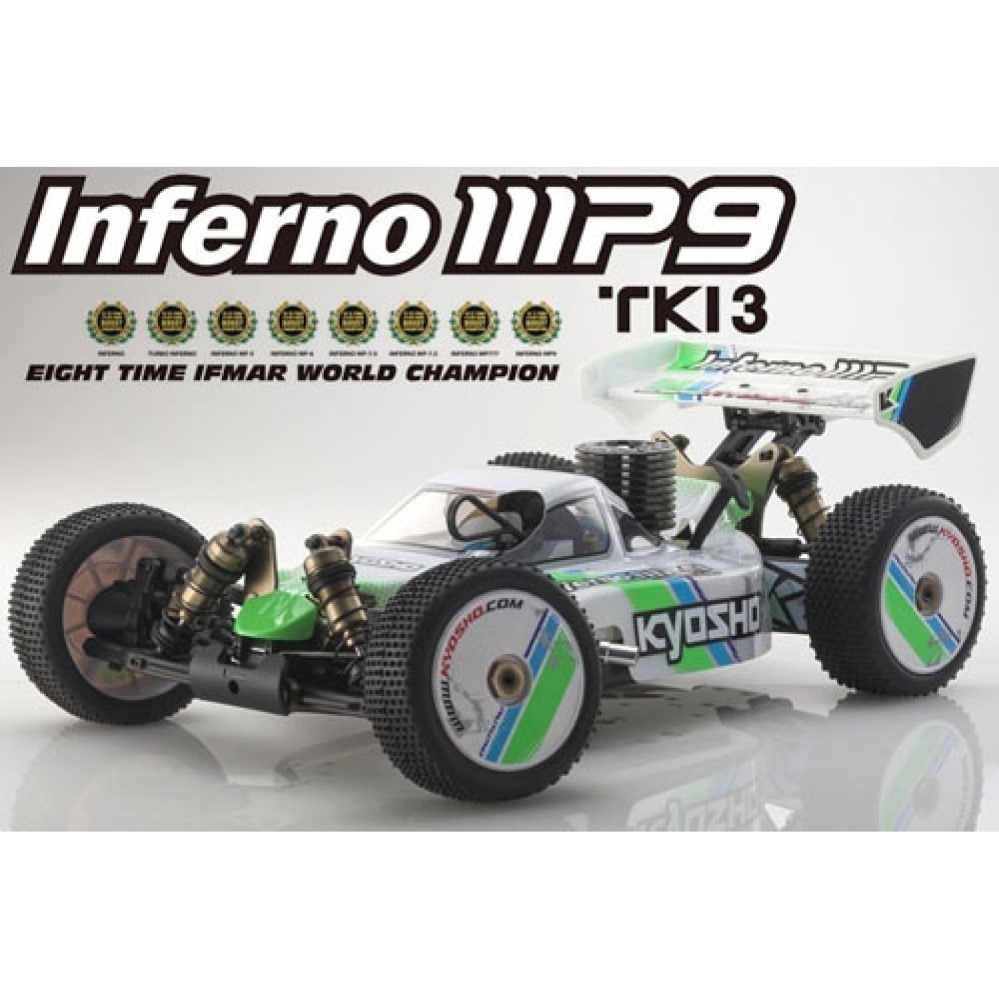 AUTOMODELO KYOSHO INFERNO MP9 TKI3 NITRO RTR READYSET 1/8 4X4 COM