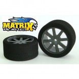 JOGO DE RODAS CARBONO E PNEUS DE ESPUMA MONTADOS PARA AUTOMODELOS ON ROAD 1/10 PRÓ E RTR MATRIX MX10A40KC 