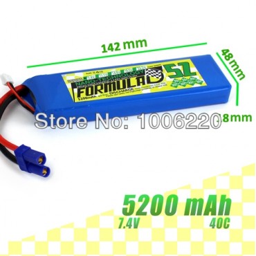 BATERIA DE LIPO FORMULAD NANO TECH 2S 7.4V 5200MAH 40/80C FOR CAR RC02109