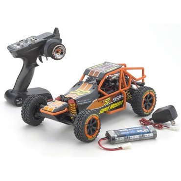 AUTOMODELO KYOSHO SAND MASTER COMPLETO ELÉTRICO 1/10 RÁDIO 2.4GHZ PRETO BATERIA 1800MAH CARREGADOR KYO 30831T4B