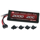 BATERIA LIPO 7.4V 2S 2000MAH 20 30C VENOM CAR COM SISTEMA UNIVERSAL DE PLUG BV 15023