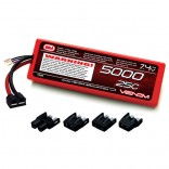 BATERIA LIPO 7.4V 2S 5000MAH 25/40C HARD CASE CAR VENOM COM SISTEMA UNIVERSAL DE PLUG BV 1558