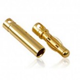 CONJUNTO PLUG BULLET GOLD 4MM PINO BANANA MACHO E FEMEA COM TERMO RETRATIL (1) CPBMF1