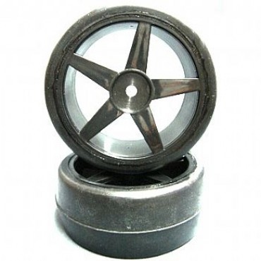 PAR DE PNEUS SLICK COM RODAS STAR PRETA CUBO DE ENCAIXE 12 mm NOVO PERFIL PARA DRX / DBX / DST E TRASEIRA DO JATO SINTEC SIN S038