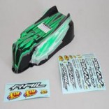 BOLHA BODY RAIL PRINTED GREEN / CARBON COM ADESIVO / DECAL - XTM RACING 148709